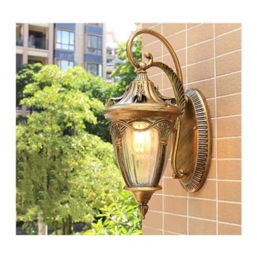 Imagem de Luminária de parede para jardim, pátio, varanda, sala de estar residencial, varanda, área externa, iluminação à prova d'água, lâmpadas e lanternas de vidro E27, luminária pendente de teto LE