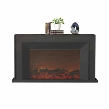 Imagem de Lareira Decorativa Lareira elétrica com manto de carvalho, lareira decorativa autônoma chama realista LED e controle remoto(Preto,L)