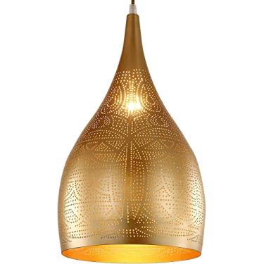 Imagem de Luminária de teto HollowCarved, luminária pendente com gravura marroquina turca, luminária de teto, iluminação pendente, ilha de cozinha, corredor de restaurante, saguão, preto (dourado)
