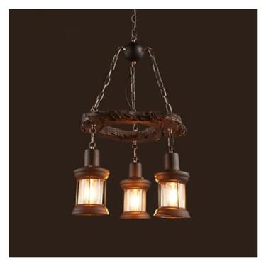 Imagem de Retro Wood E27 LED Lâmpada de teto Lustre industrial antigo Iluminação de bar Luminária pendente Luzes pendentes, Luzes pendentes modernas