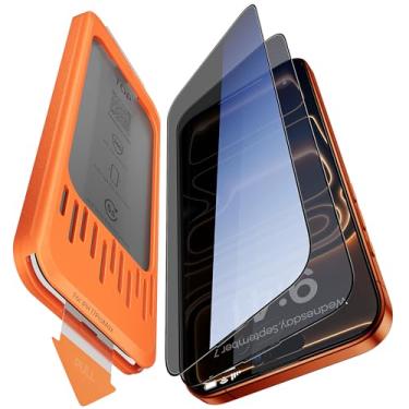 Imagem de Yzoiko Pacote com 2 protetores de tela de privacidade para iPhone 17 Pro Max de 6,9 polegadas, vidro temperado anti-espião de 28° com remoção automática de poeira, kit de fácil instalação, sem bolhas