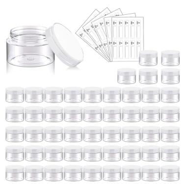 Imagem de Pacote com 50 frascos de plástico de 30 ml, recipientes redondos transparentes para cosméticos com tampas transparentes, frascos de slime Eternal Moment para loção, creme, pomadas, maquiagem, sombra