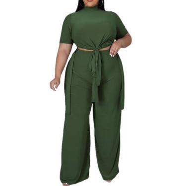 Imagem de Roupas de 2 peças MRSFITOK, moletom de perna larga, verde, tamanho gra