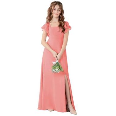 Imagem de Vestido de dama de honra Jirocum JR001 para meninas, longo, chiffon co