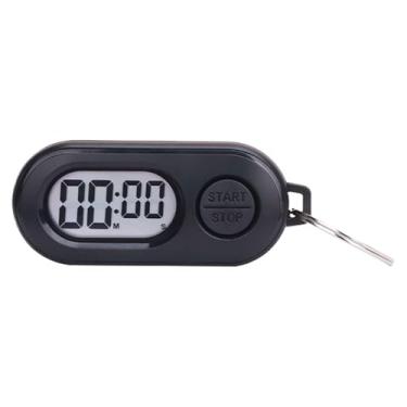 Imagem de Cronômetro digital com chaveiro, contagem regressiva e parada 2 em 1, tela LCD grande, portátil para sala de aula, treinamento (Negro)