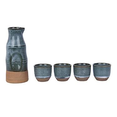 Imagem de Conjunto de pote de saquê japonês inclui 1 garrafa de saquê com 6 xícaras, conjunto de panela de saquê japonês, A para amantes de casa nova e bebidas alcoólicas
