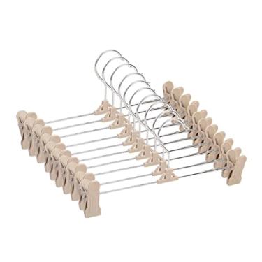 Imagem de Cabides para calças, pacote com 10 cabides de saia com ajuste para calças (cor: azul) (Cáqui)