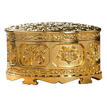 Imagem de Queimador de incenso de cor de cobre antigo para o Buda Sacrifício Suporte de incenso cone em pó queimador de incenso incensário incensário presente incenso titular (dourado)