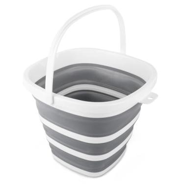 Imagem de Balde de água dobrável de 10 L para limpeza, balde de água portátil para economizar espaço, baldes de areia dobráveis com alças para banheiro doméstico, pia de banheira de plástico, lavatório de