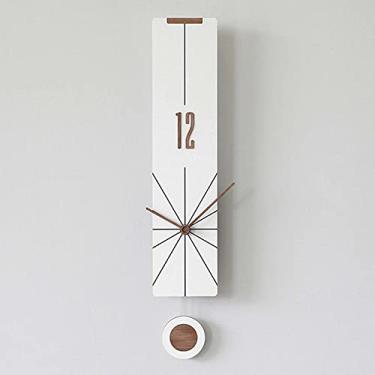 Imagem de WYUYIWH Relógio de parede de 55 cm com pêndulo, relógios de parede minimalistas silenciosos, sem tique-taque, ponteiros de nogueira, relógios criativos para sala de estar, escritório, quarto
