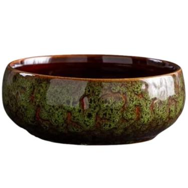 Imagem de Varku Vaso de tigela de lótus, forno de cerâmica esmaltado verde, para plantas aquáticas, bacia de chá versátil, aquário decorativo pequeno, tigela de frutas elegante, ideal para decoração de mesa