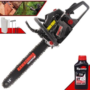 Imagem de Motosserra Kawashima KCS520-E À Gasolina 2T 50,8cc Profissional Com Carcaça de Alumínio e Sabre 18’` Ideal Para Todos os Trabalhos + ÓLEO TOYAMA 2T