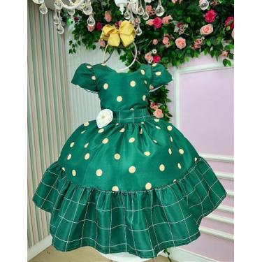 Imagem de Vestido Infantil Banana Club Teresa Verde - Confeccionado em Poliéster