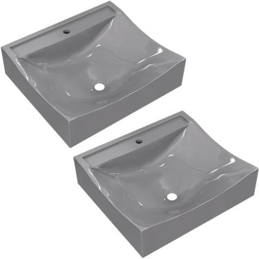 Imagem de Kit 02 Cubas de Apoio Quadrada Para Banheiro Lavabo C01 Q440 Cinza - Lyam Decor