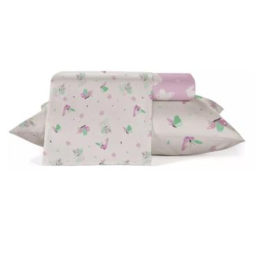 Imagem de Jogo Cama Solteiro 3 Pcs Algodão Kids Borboletas Teka