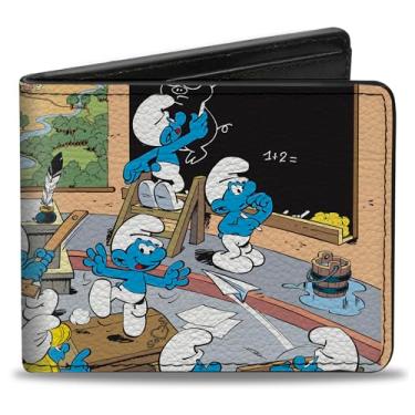 Imagem de Buckle-Down Carteira The Smurfs, Bifold, The Smurfs School Classroom Scene, couro vegano