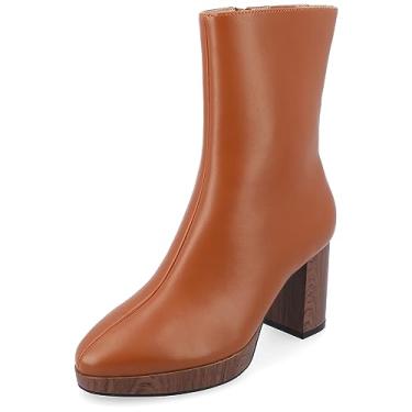 Imagem de Journee Collection Botas femininas Tru Comfort Foam de largura média e larga Romer plataforma bico amêndoa, Conhaque, 7
