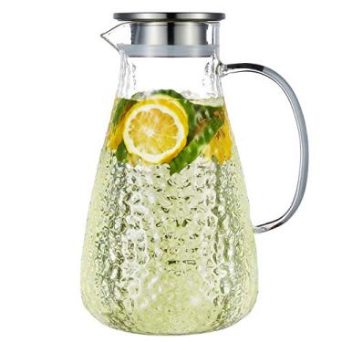 Imagem de Karafu Jarra de vidro com tampa, embalagem segura, jarro de água resistente ao calor de 2,211 g para água quente/fria, chá gelado e suco, transparente