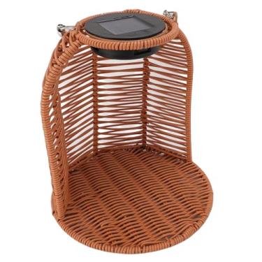 Imagem de Fafeicy Plantador Suspenso Com Luz Solar LED à Prova D'água PC Cesta de Vime Lanterna Suspensa Vaso de Flores para Decoração de Quintal de Jardim Uso Interno e Externo (BROWN)