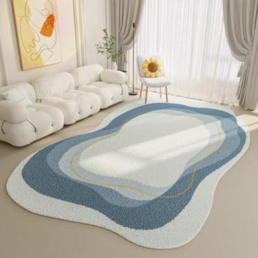 Imagem de Tapetes minimalistas modernos para sala de estar, formato irregular, decoração de quarto, tapete de cabeceira, macio e macio, lavável para casa (200x300 cm/I)