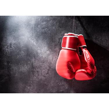 Imagem de BELECO 3 x 2,4 m Tecido Luvas de Boxe Vermelhas Pano de Fundo Boxer Pano de Fundo Preto Escuro Parede Boxe Esporte Academia Decoração de Festa de Boxe Festa de Aposentadoria Aniversário Sessão de