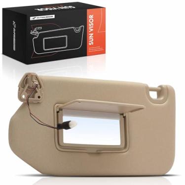 Imagem de A-Premium Viseira solar do lado esquerdo do motorista com espelho compatível com Nissan Pathfinder 2013-2018 e Infiniti JX35 2013, QX60 2014-2017, com luz, bege, substitui 964019PB0A