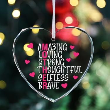 Imagem de ELOI Enfeite de vidro para o dia das mães em forma de coração, presente incrível e amoroso, forte, atencioso, altruísta, bravo, mãe, lembrança de cristal com fita, presente de aniversário e