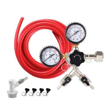 Imagem de Regulador de CO2 de calibre duplo, regulador profissional de cerveja comercial, mangueira de carbonatação Kegerator, linha de gás de cerveja premium(W21.8 with barbs)