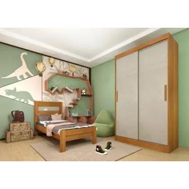 Imagem de Guarda Roupa Solteiro 2 Portas 2 Gavetas Firenze Cinamomo OFF Tcil Móv