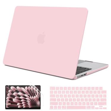Imagem de G JGOO Compatível com MacBook Air de 15 polegadas 2025 2024 2023 versão M4 A3241 M3 A3114 M2 A2941, capa protetora de plástico fosco + capa de teclado + protetor de tela, rosa bebê