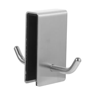 Imagem de Ganchos duplos para porta de chuveiro de vidro, ganchos de toalha de vidro - organizador de banheiro sem broca, suporte de chuveiro para toalhas, roupões, buchas