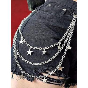 Imagem de Corrente de cintura dupla camada calça corrente moderna moda boho tops para mulheres, Medium, Metal não precioso, Sem Pedra Preciosa