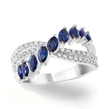 Imagem de Aliança de noivado de zircônia cúbica colorida banhada a ouro branco, alianças de compromisso, festas noturnas, presentes de dia dos namorados, alianças de eternidade para mulheres, 9, Cobre, Sem