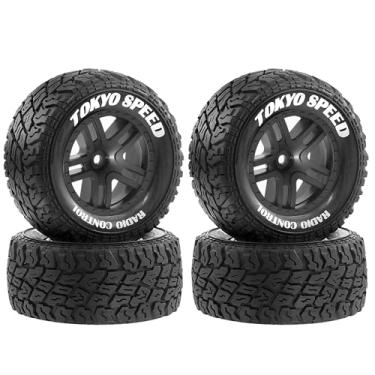 Imagem de 1/10 RC Short Course Truck Tires and Wheels with 12mm 14mm 17mm Hex 110mm 1/8 Rubber Tyres for 1/10 RC Truck ARRMA ARA3521T3 Traxxas 68154-4-GRN - Slash BL-2S (Black)