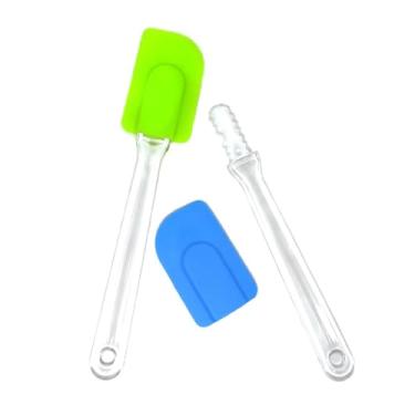 Imagem de 2 peças de espátulas de silicone, bolo de manteiga, creme, raspadores, ferramenta de mistura com cabo longo de plástico para cozinhar na cozinha, 2 cores"