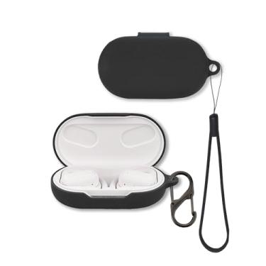 Imagem de Capa para fones de ouvido JBL SoundGear Sense, capa protetora de silicone macio FJIASTB com mosquetão e cordão, à prova de choque (preto)