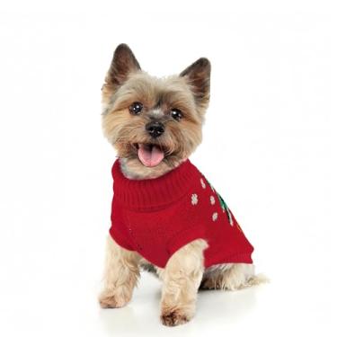 Imagem de Pawfun Suéter aconchegante com gola rolê para cães – Suéter de Natal para cães, malha macia e quente, para meninos e meninas, roupa de clima frio para filhotes pequenos, médios e grandes, árvore