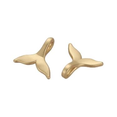 Imagem de 10 peças de pingentes de latão em forma de cauda de baleia, cauda de peixe, oceano, vida marinha, cauda de sereia, cor dourada fosca, artesanato, faça você mesmo, joias, colar, pulseira, brincos 9 x