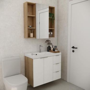 Imagem de Conjunto de Banheiro com Cuba 80cm Gaveta Direita Vittare - Estilare