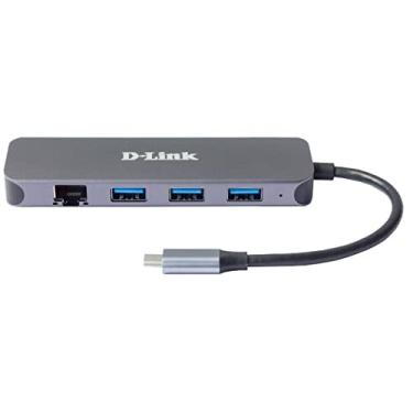 Imagem de D-Link Hub USB-C DUB-2334 5 em 1 com entrega de energia (PD 60W), Gigabit Ethernet, 3 portas USB 3.0, para PC, MacBook Pro, MacBook Air, iPad Pro, Chromebook, Surface Pro e mais