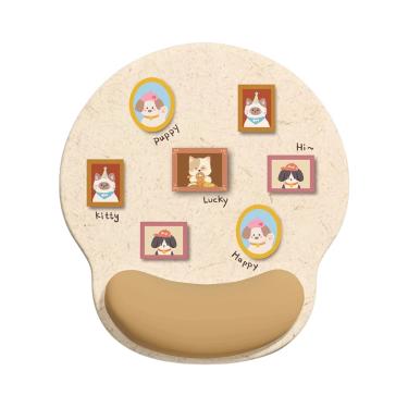 Imagem de Mouse pad de suporte de pulso Cute Cat Design em tecido de seda leitosa