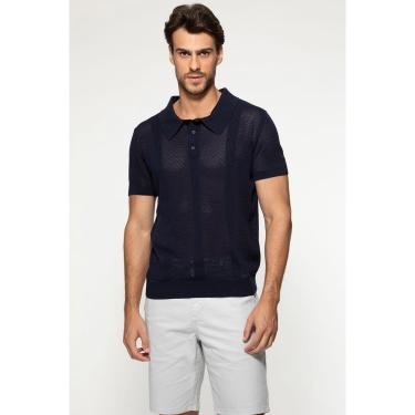 Imagem de Camisa Polo Eco Tricot Vazada Azul Escuro-Masculino
