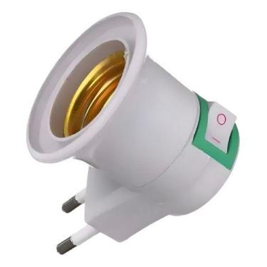 Imagem de Soquete Bocal E27 Adaptador Lâmpada Tomada Liga E Desliga Cor Branco -