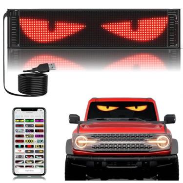 Imagem de Luzes LED dinâmicas, olho diabólico, 17,8 x 7,6 cm, lâmpada flexível colorida para janela de carro, painel de matriz DIY programável (33,5 x 10 cm)