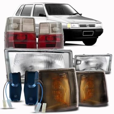 Imagem de Kit Farol Uno + Piscas com Soquetes + Lentes Lanternas Fumê 1991 à 2002