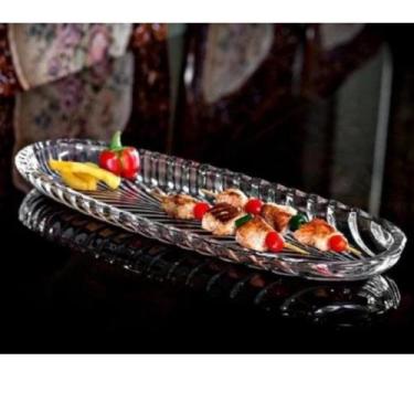 Imagem de Travessa Bandeja Petisqueira Porta Doce Prato Oval Vidro - MILK