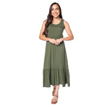 Imagem de Vestido Midi Feminino Rechsul Sem Mangas com Babados Verde, Verde, M