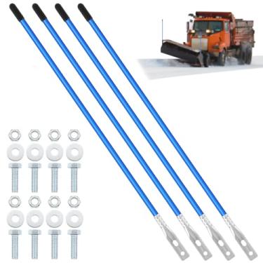 Imagem de Lasnten Kit de 4 peças de marcadores de lâmina de arado de neve de 91 cm, fio de aço, parafuso interno, guias de para-choque, alta visibilidade, fácil instalação para quadriciclos ocidentais (azul)