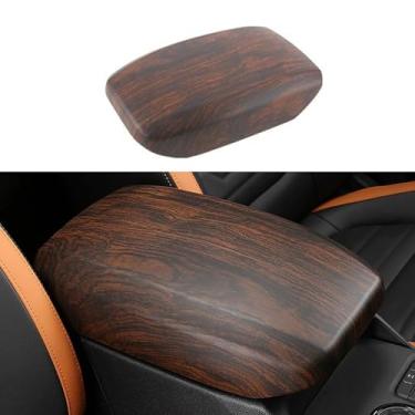 Imagem de ushilife Capa protetora para console central para apoio de braço, capa protetora, acessórios de carro compatíveis com Ford Ranger 2022 2023 2024 com acabamento interno de grão de madeira ABS