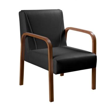 Imagem de Poltrona Decorativa Anita Cadeira Moderna Sala Recepção - Corino Preto 200